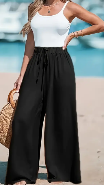 Pantalon Palazzo- Coupe ample & taille haute