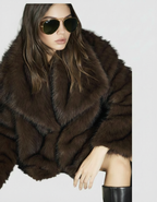 Manteau Diva Chocolat effet fourrure