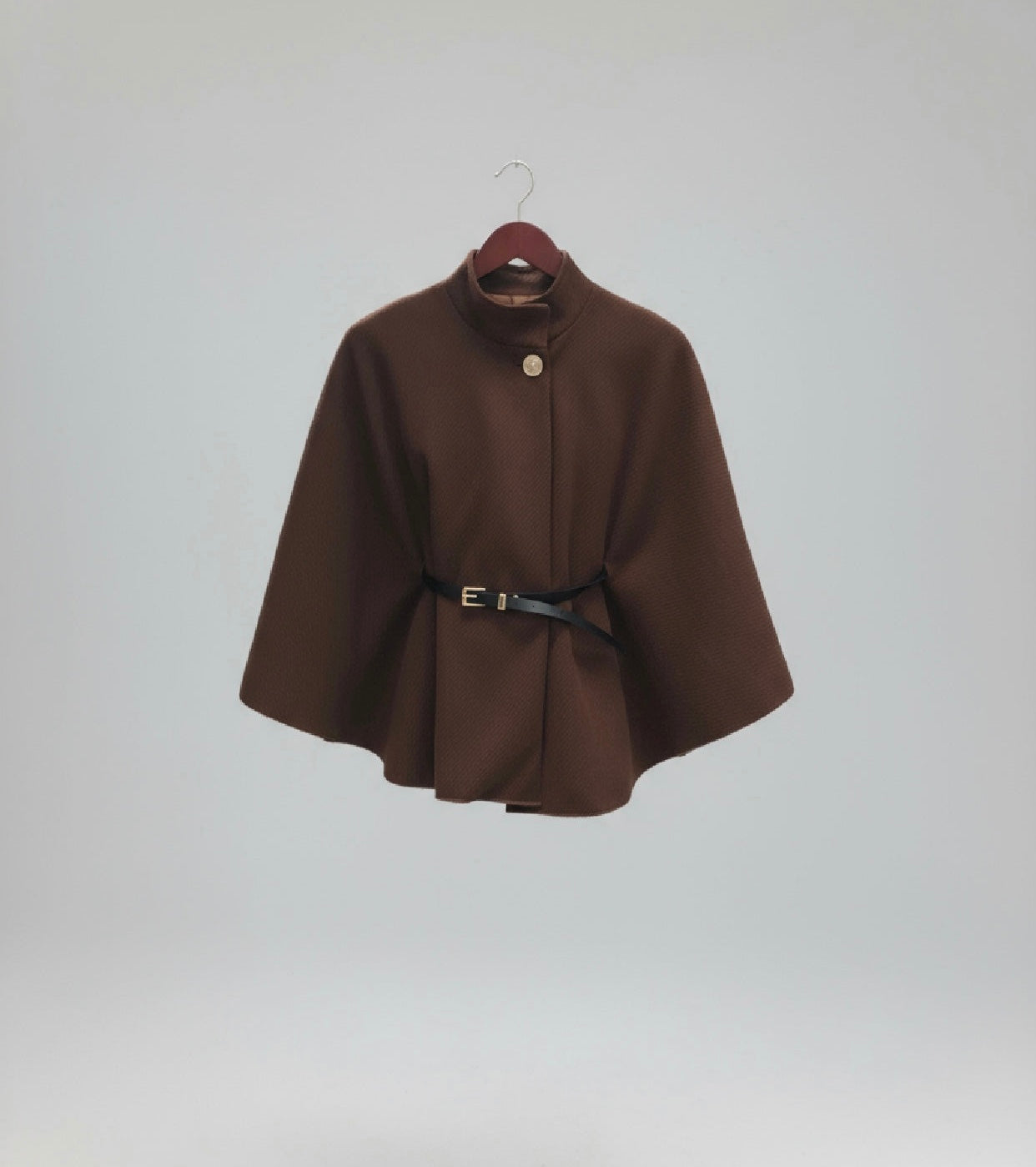 Cape Femme Col Montant – Coupe Structurée avec Ceinture Made in Italy