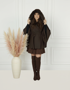 MANTEAU CAPE COL EFFET FOURRURE PIECE UNIQUE