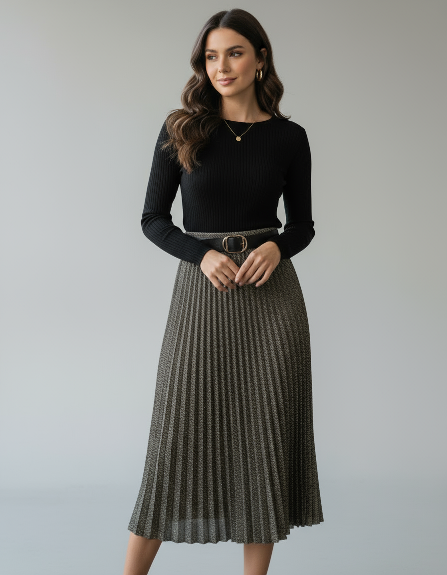 Jupe longue tweed scintillante