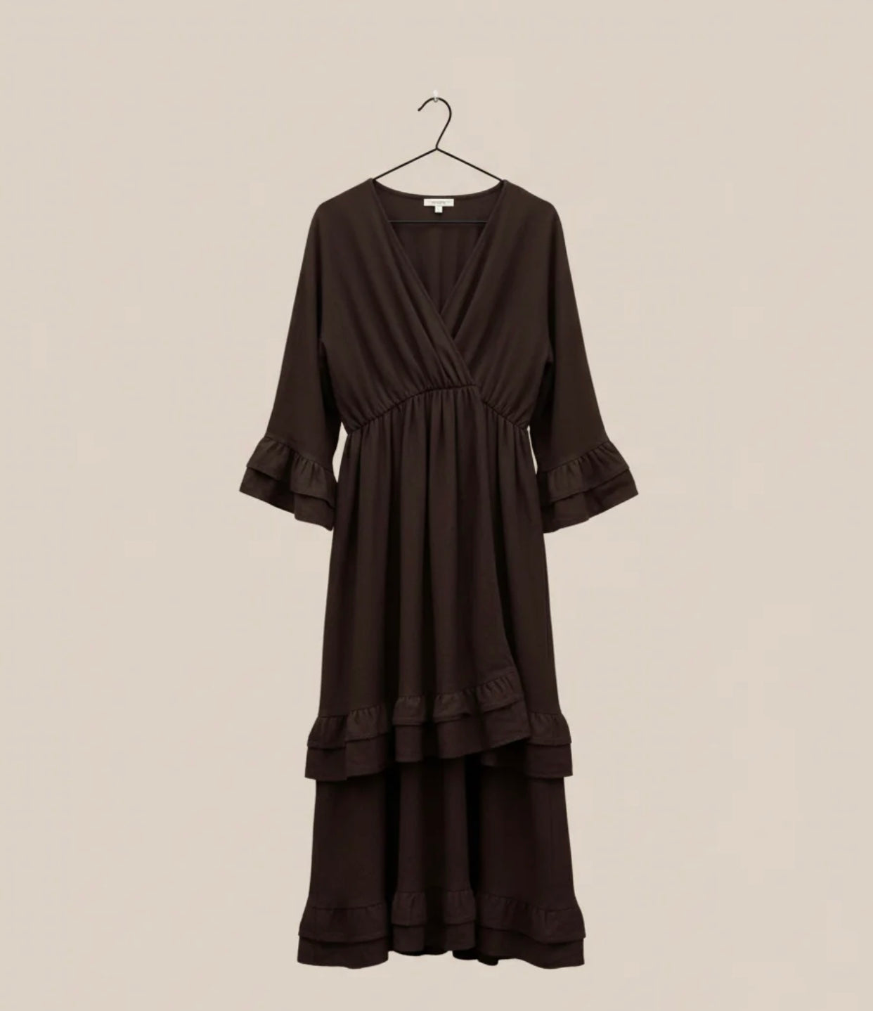 Robe longue cache-cœur Venezia – Bohème chic volantée Made in Italy