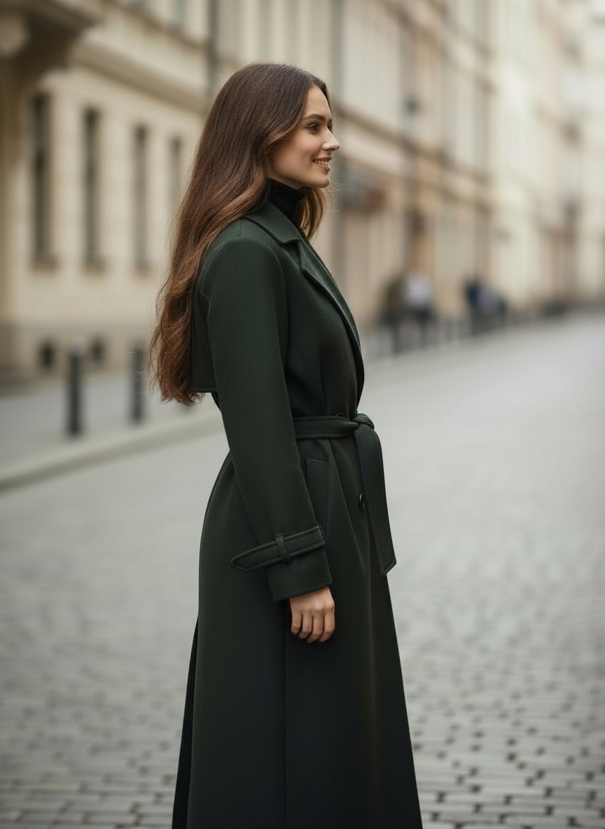 Manteau Clémence Vert sapin Maxi long