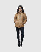 Doudoune Femme Effet Cuir – Chaude, Légère et Chic (Shining Star)