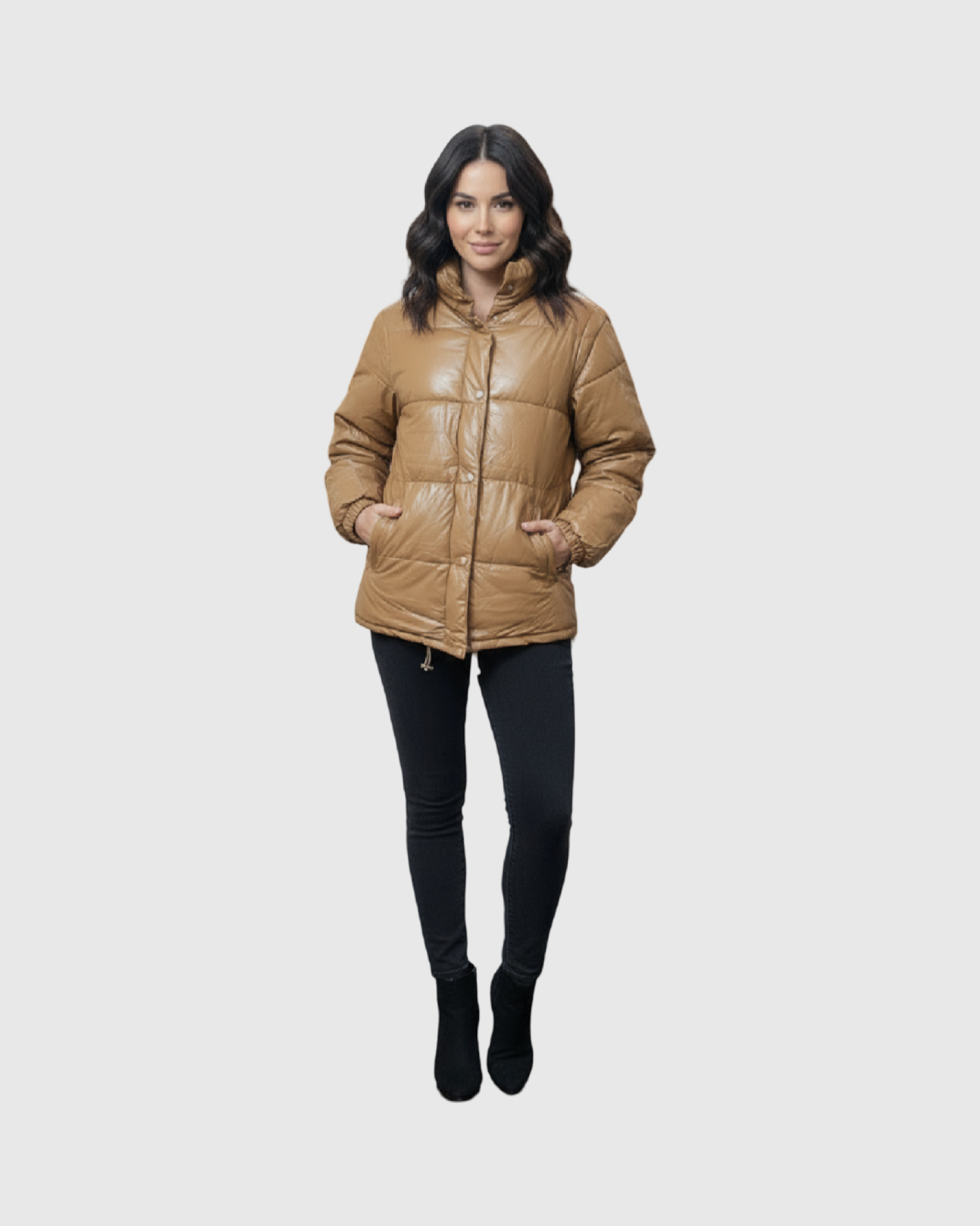 Doudoune Femme Effet Cuir – Chaude, Légère et Chic (Shining Star)