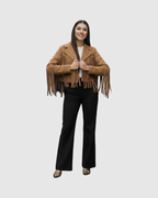 Veste Frangée Effet Suédine Femme – Made in Italy Style Bohème Chic