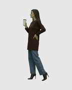 Sweat-shirt Oversize Femme – Tissu Épais Effet Sweat chocolat Coupe Fluide ALMA