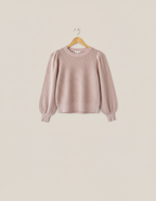 Pull rose poudré pailleté – manches bouffantes – Lumina Dolce Vita