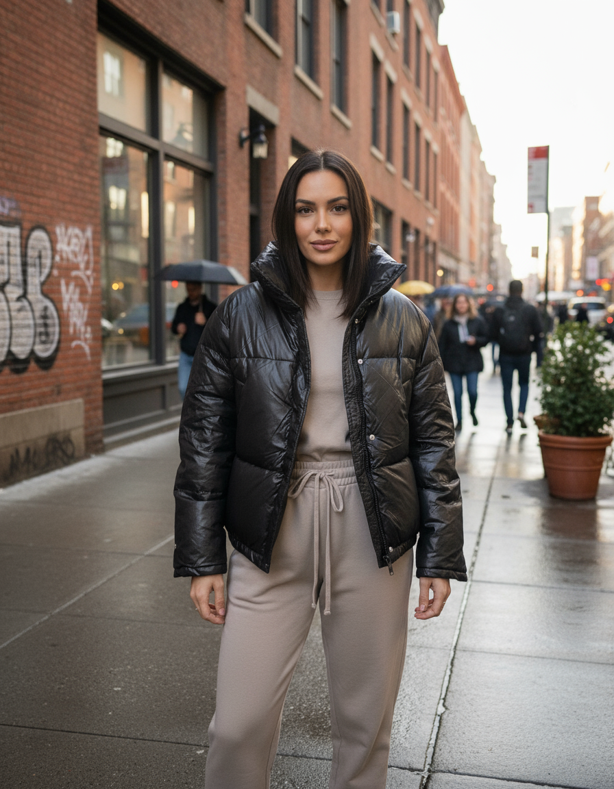 Doudoune chaude effet satiné