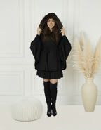 MANTEAU CAPE COL EFFET FOURRURE PIECE UNIQUE