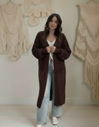 GILET LONG MAILLE ITALIENNE POCHES PIECE UNIQUE