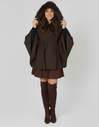 MANTEAU CAPE COL EFFET FOURRURE PIECE UNIQUE