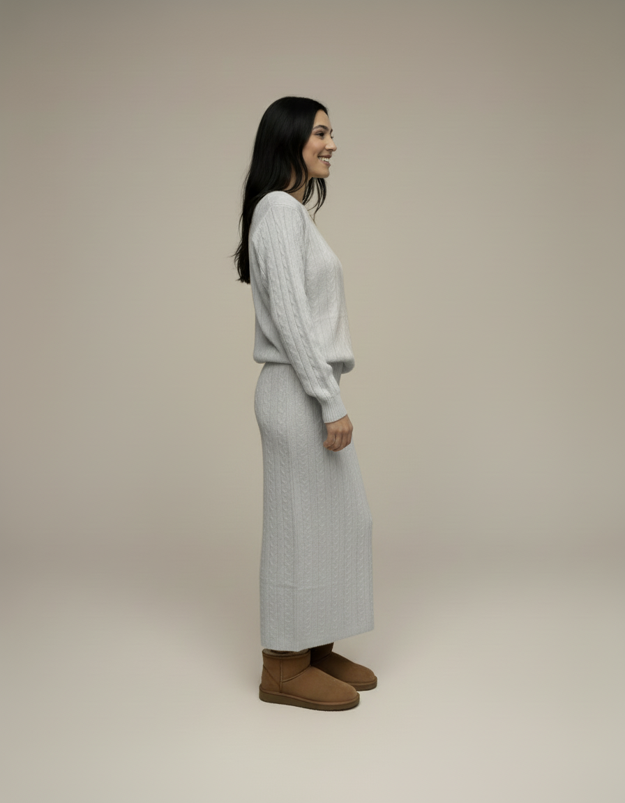 Ensemble maille Louna – Jupe longue & pull assorti – Chic et confortable