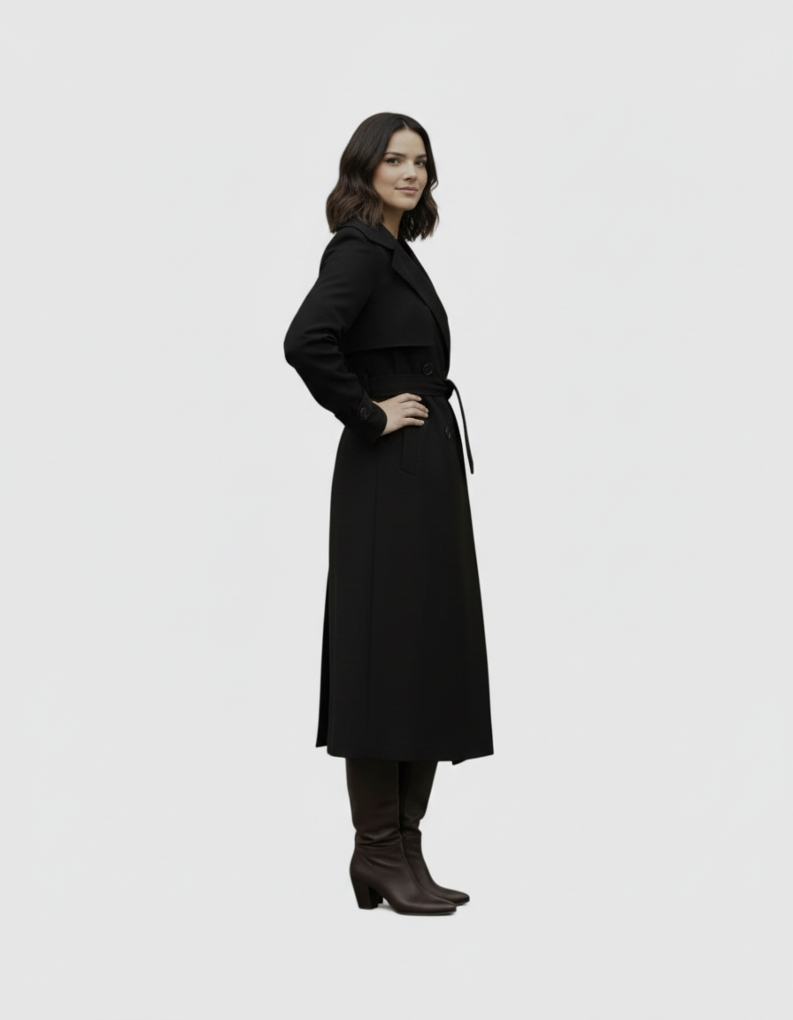Manteau Clémence – Long, Ceinturé et Élégance Intemporelle