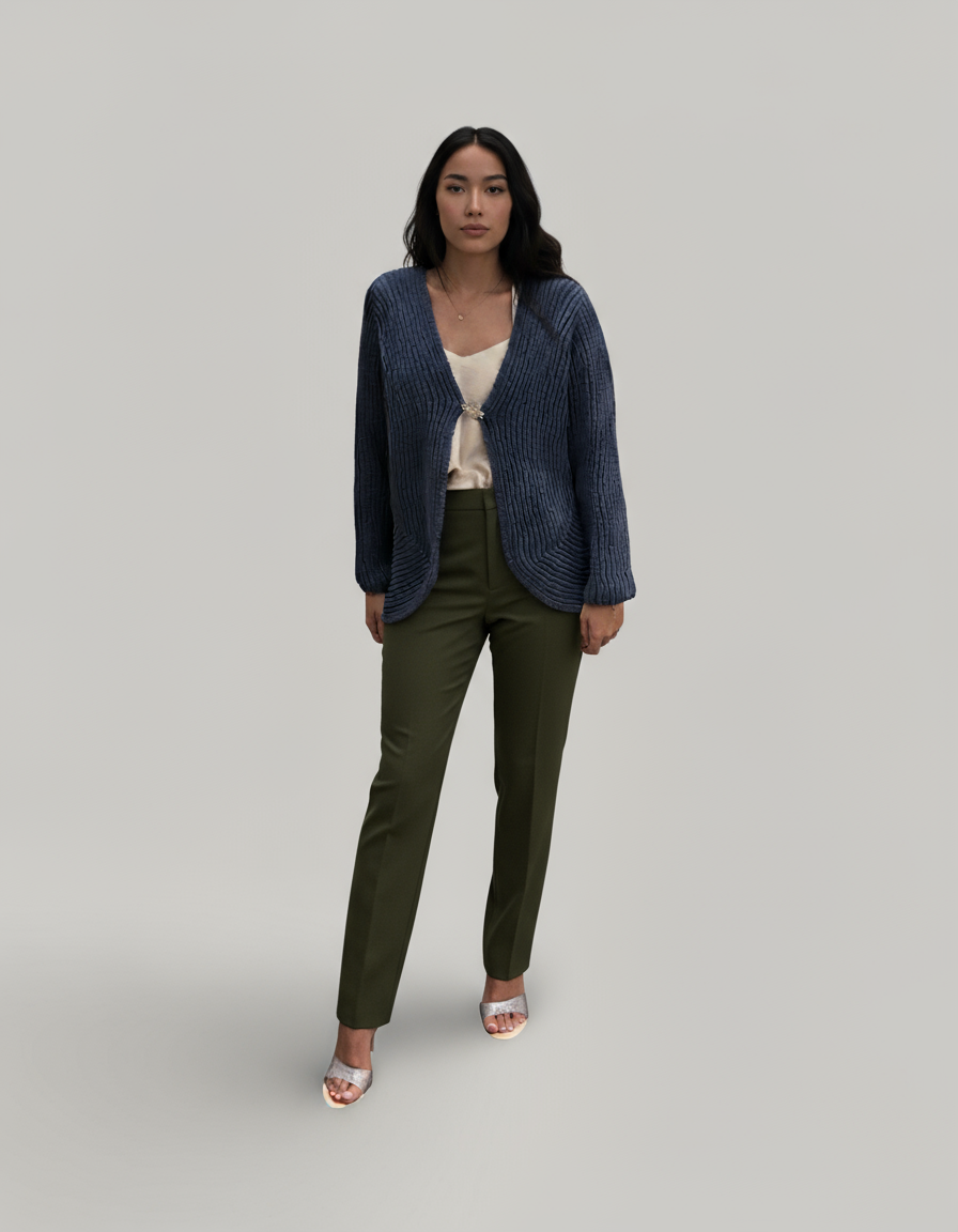 GILET A MAILLE BROCHE SOLEIL DORE PIECE UNIQUE