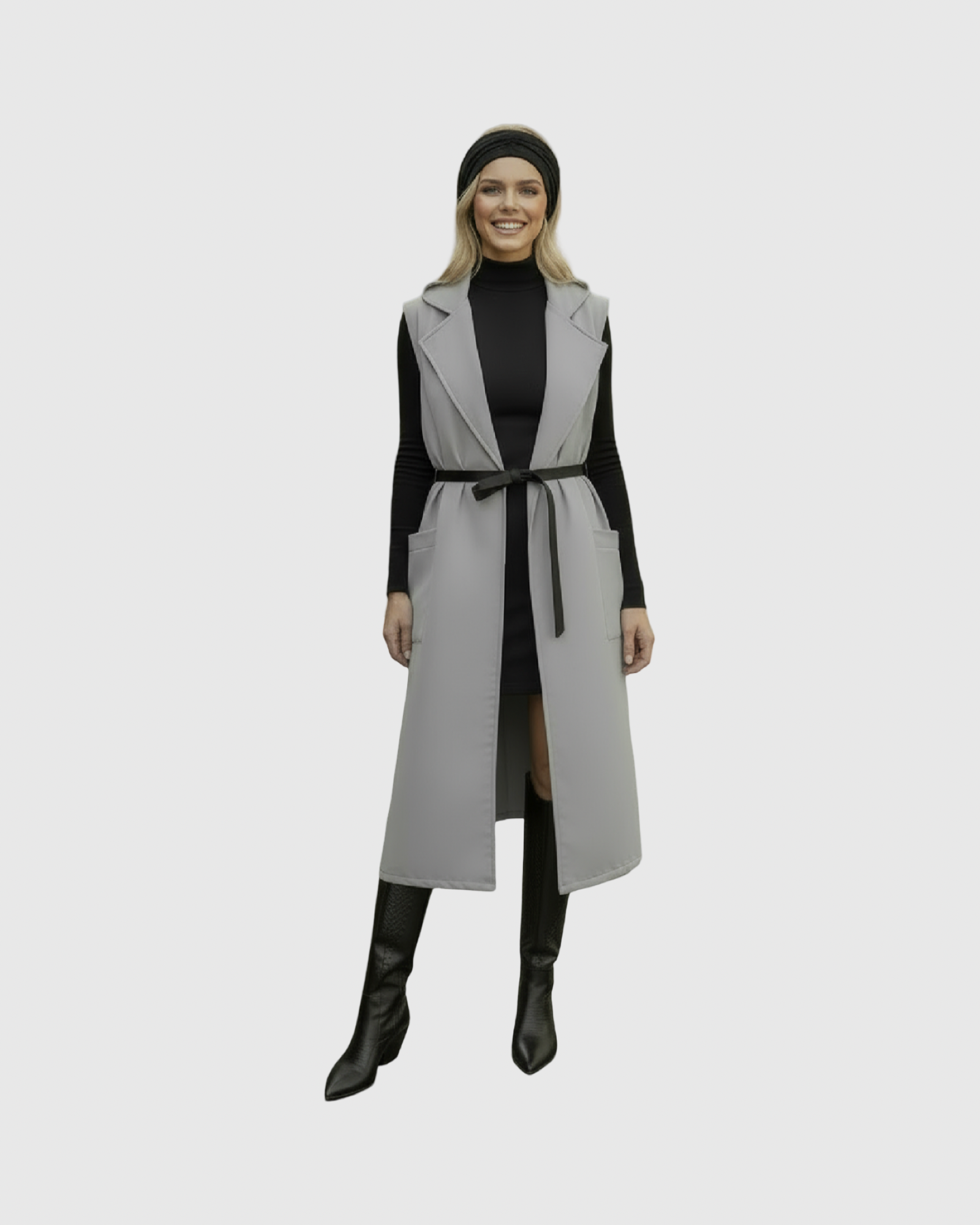 Gilet Long Sans Manches Effet Suédine – Coupe Chic & Moderne