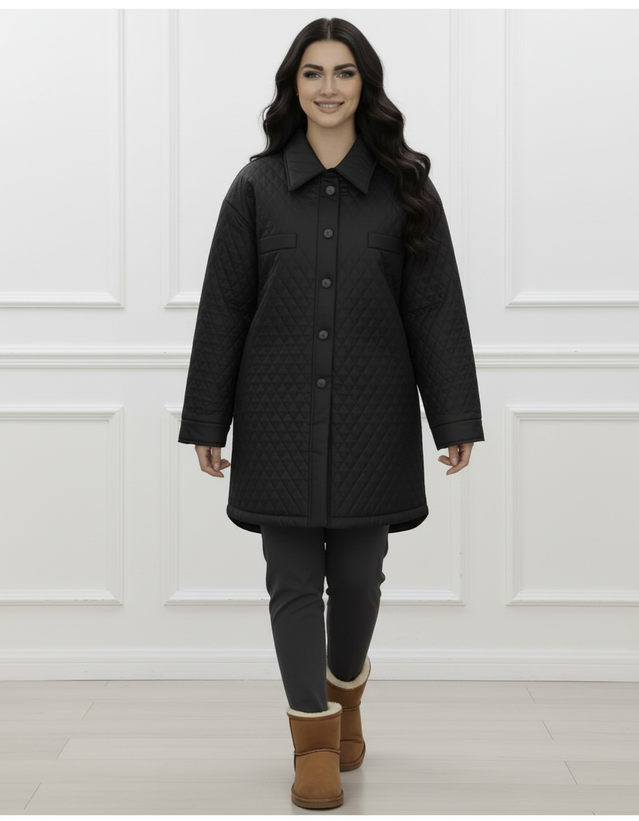 Blouson Matelassé Femme – Coupe Longue Élégante & Légère (Bella Linea)