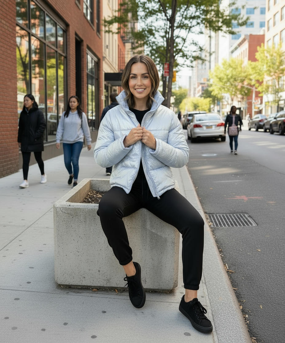 Doudoune chaude effet satiné