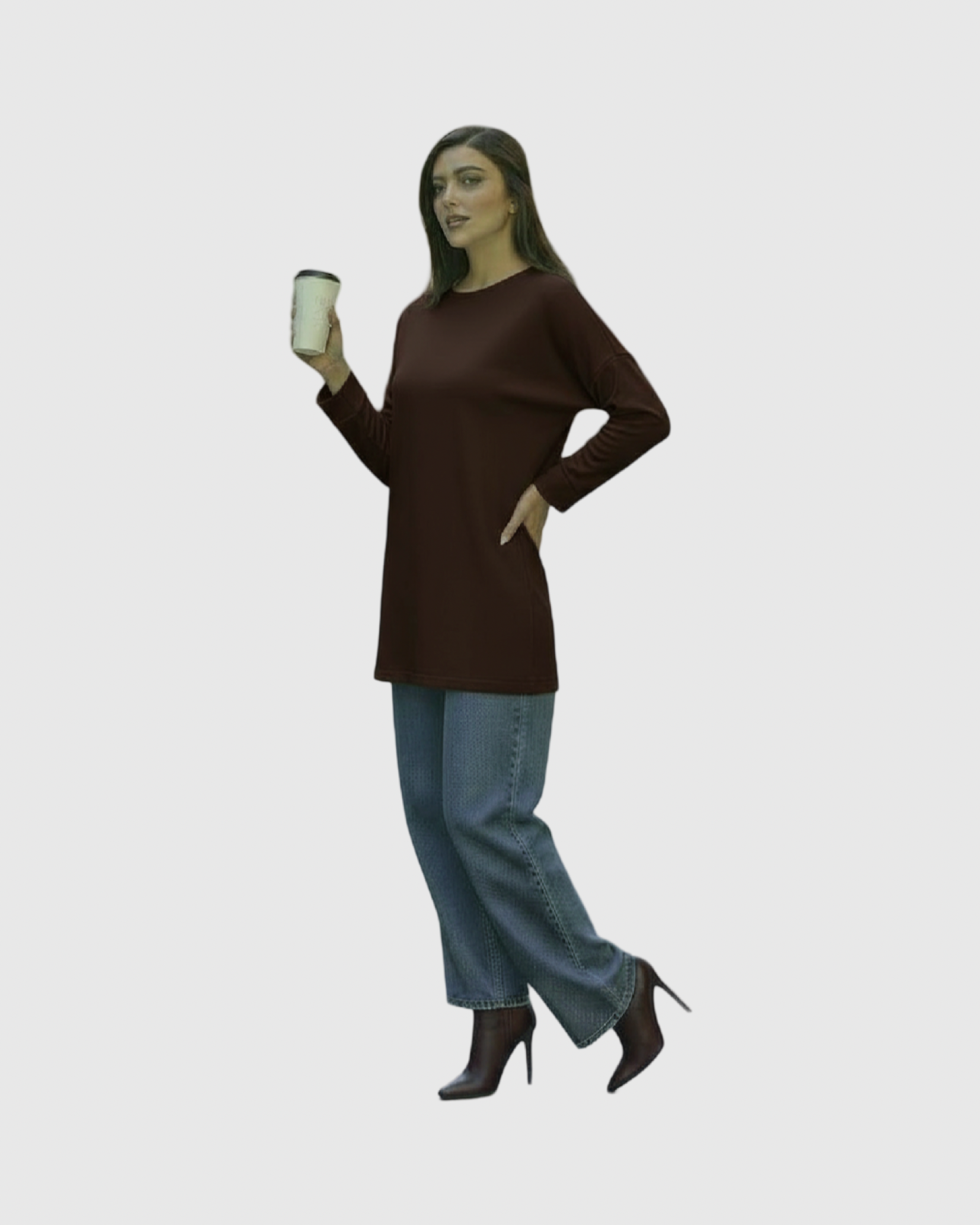 Tee-shirt Oversize Femme – Tissu Épais Effet Sweat (Coupe Fluide ALMA)