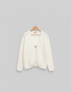 GILET A MAILLE BROCHE SOLEIL DORE PIECE UNIQUE