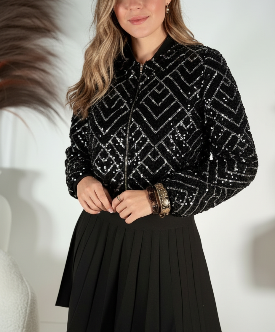 Doudoune “Courchevel Black Diamond” – Strass Luxe