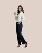 Blouse blanc  Décolleté Froncé avec Broche Étoile – Pièce Unique