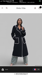 Manteau Long Laine Femme – Détails Contrastés Couture (Made in Italy)