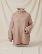 Pull Chiara Oversize Col Montant Femme – Maille Couture, Longue ou Courte (Style Cocooning Chic)