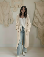 GILET LONG MAILLE ITALIENNE POCHES PIECE UNIQUE