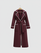 Manteau Long Laine Femme – Détails Contrastés Couture (Made in Italy)