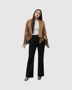 Veste Frangée Effet Suédine Femme – Made in Italy Style Bohème Chic