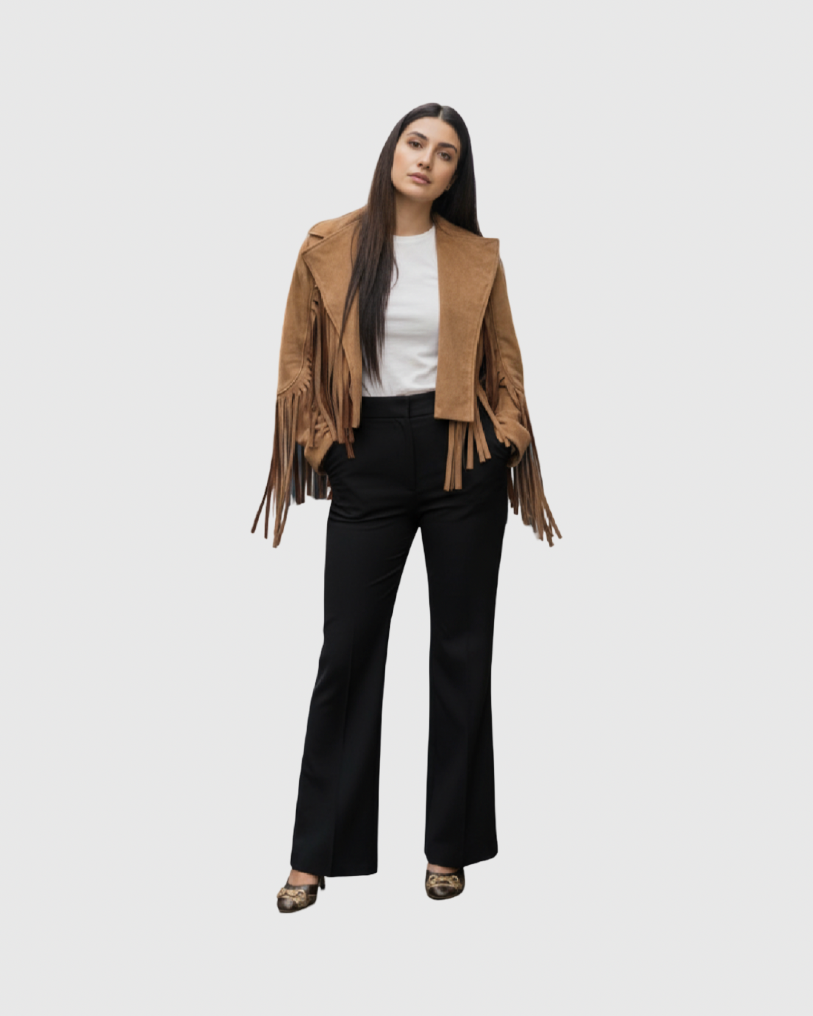 Veste Frangée Effet Suédine Femme – Made in Italy Style Bohème Chic