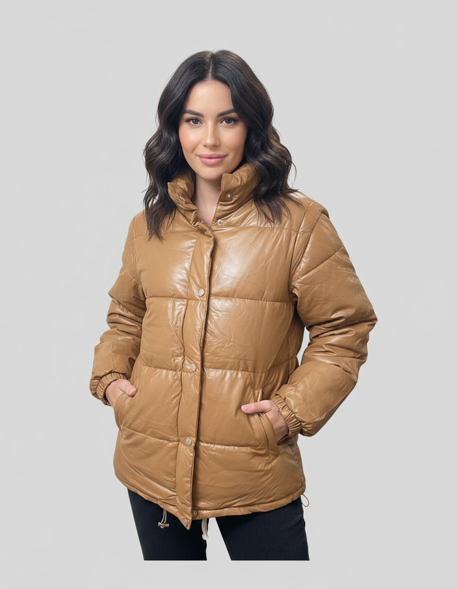 Doudoune chaude effet cuir