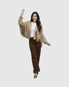 Veste Frangée Effet Suédine Femme – Made in Italy Style Bohème Chic