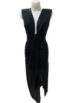 Robe de Soirée Noir Éclat – Sequins & Fente Glam