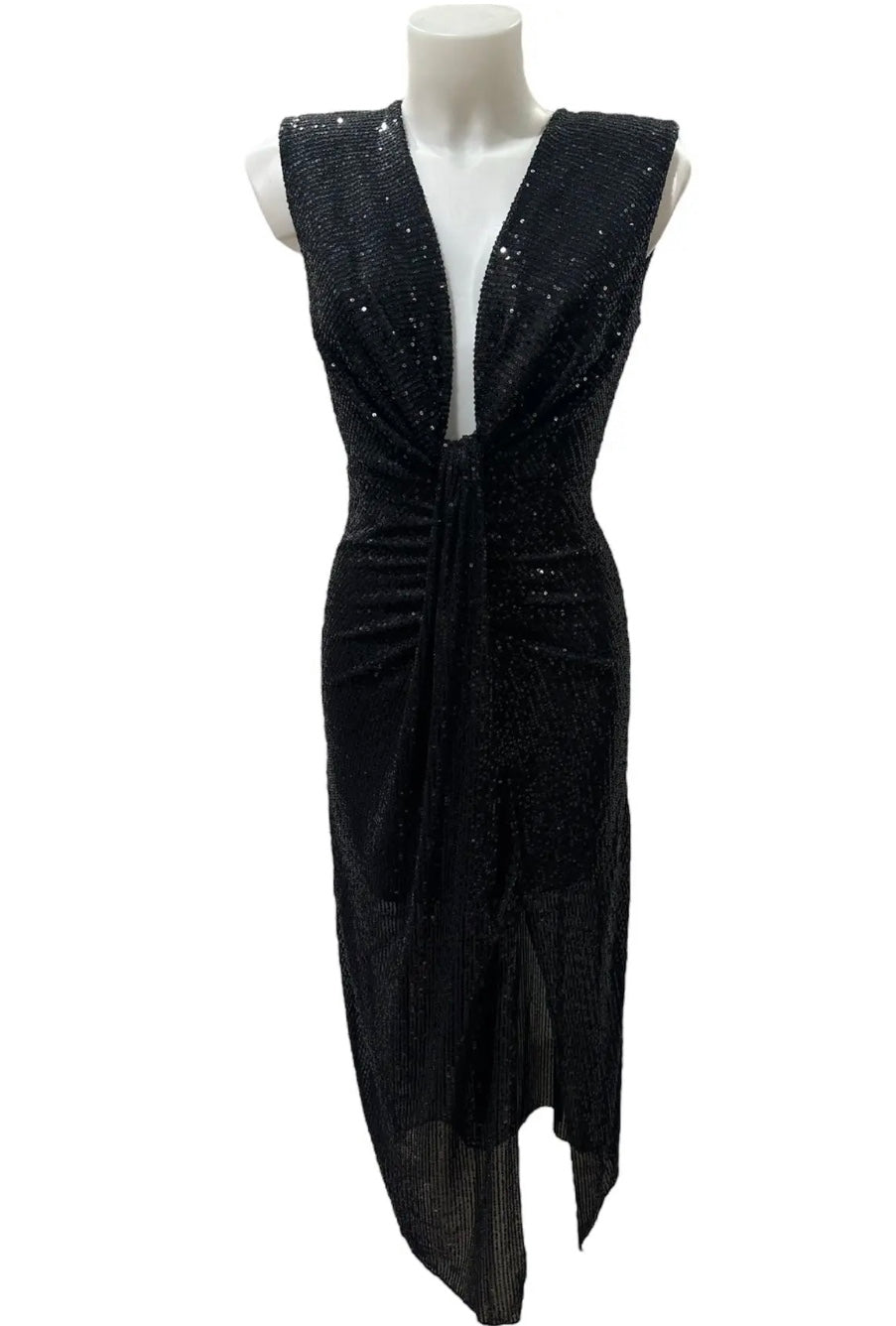 Robe de Soirée Noir Éclat – Sequins & Fente Glam