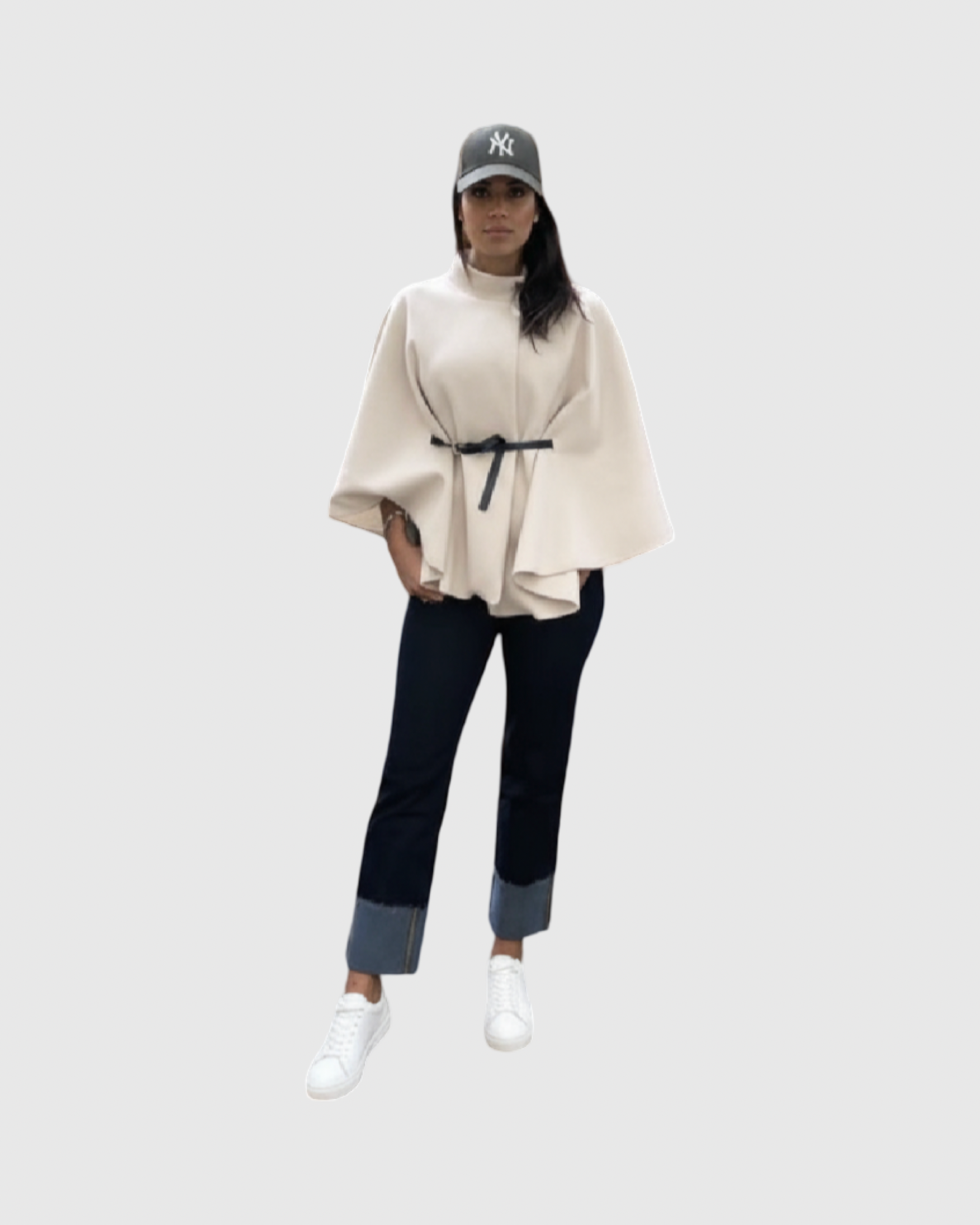 Cape Femme Col Montant – Coupe Structurée avec Ceinture Made in Italy