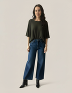 Pull 100% laine femme – Coupe fluide & élégante – kaki