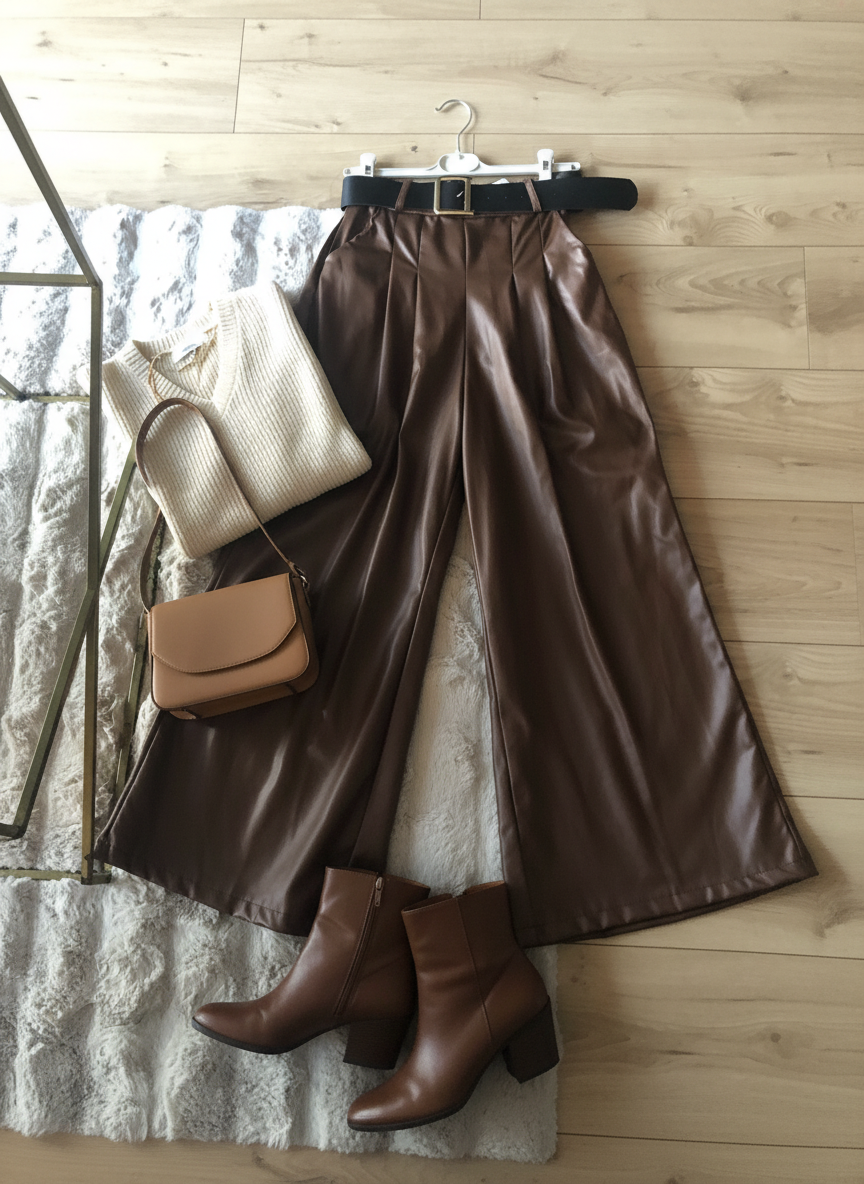 Pantalon large en similicuir – Taille 34 à 44 | Coupe chic & moderne Dolce Vita