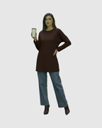 Sweat-shirt Oversize Femme – Tissu Épais Effet Sweat chocolat Coupe Fluide ALMA