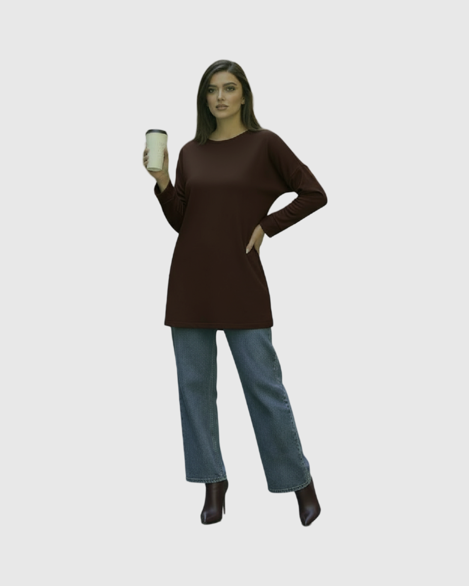 Tee-shirt Oversize Femme – Tissu Épais Effet Sweat (Coupe Fluide ALMA)