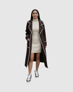 Manteau Long Laine Femme – Détails Contrastés Couture (Made in Italy)