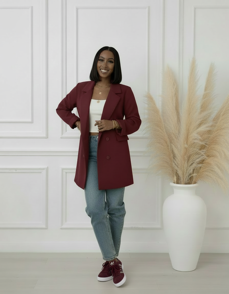 Veste de blazer oversize Bordeaux