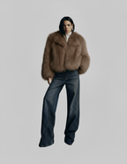 Manteau Diva Noisette effet fourrure