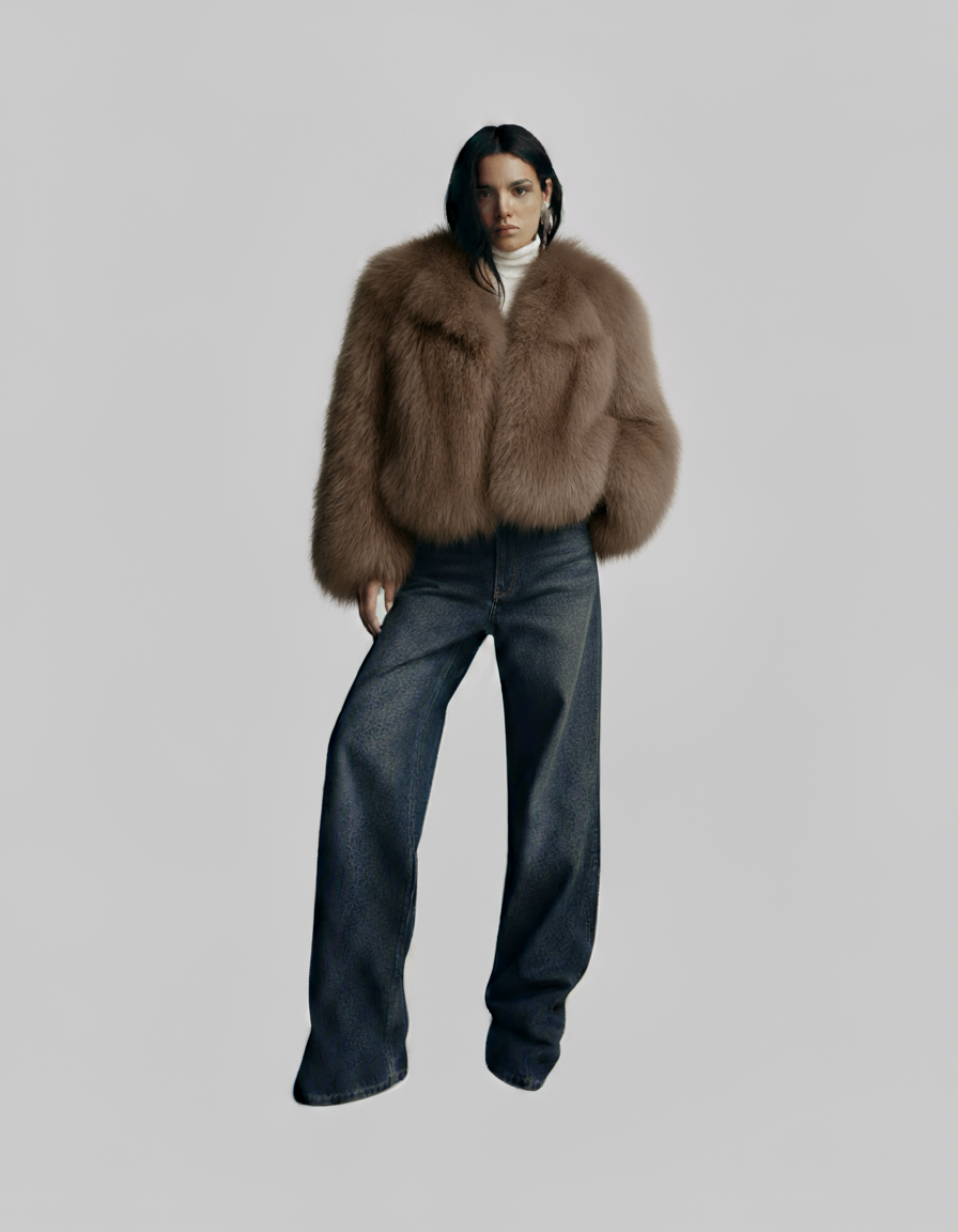 Manteau Diva Noisette effet fourrure