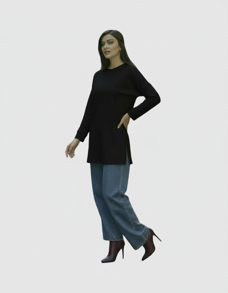 Tee-shirt Oversize Femme – Tissu Épais Effet Sweat (Coupe Fluide ALMA)