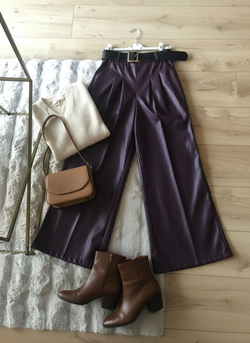 Pantalon large en similicuir – Taille 34 à 44 | Coupe chic & moderne Dolce Vita