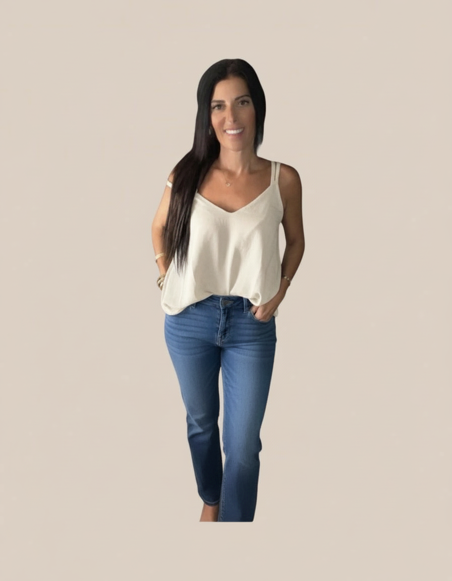 Débardeur Fluide Kaki – Bretelles Fines, Coupe Ample & Confort