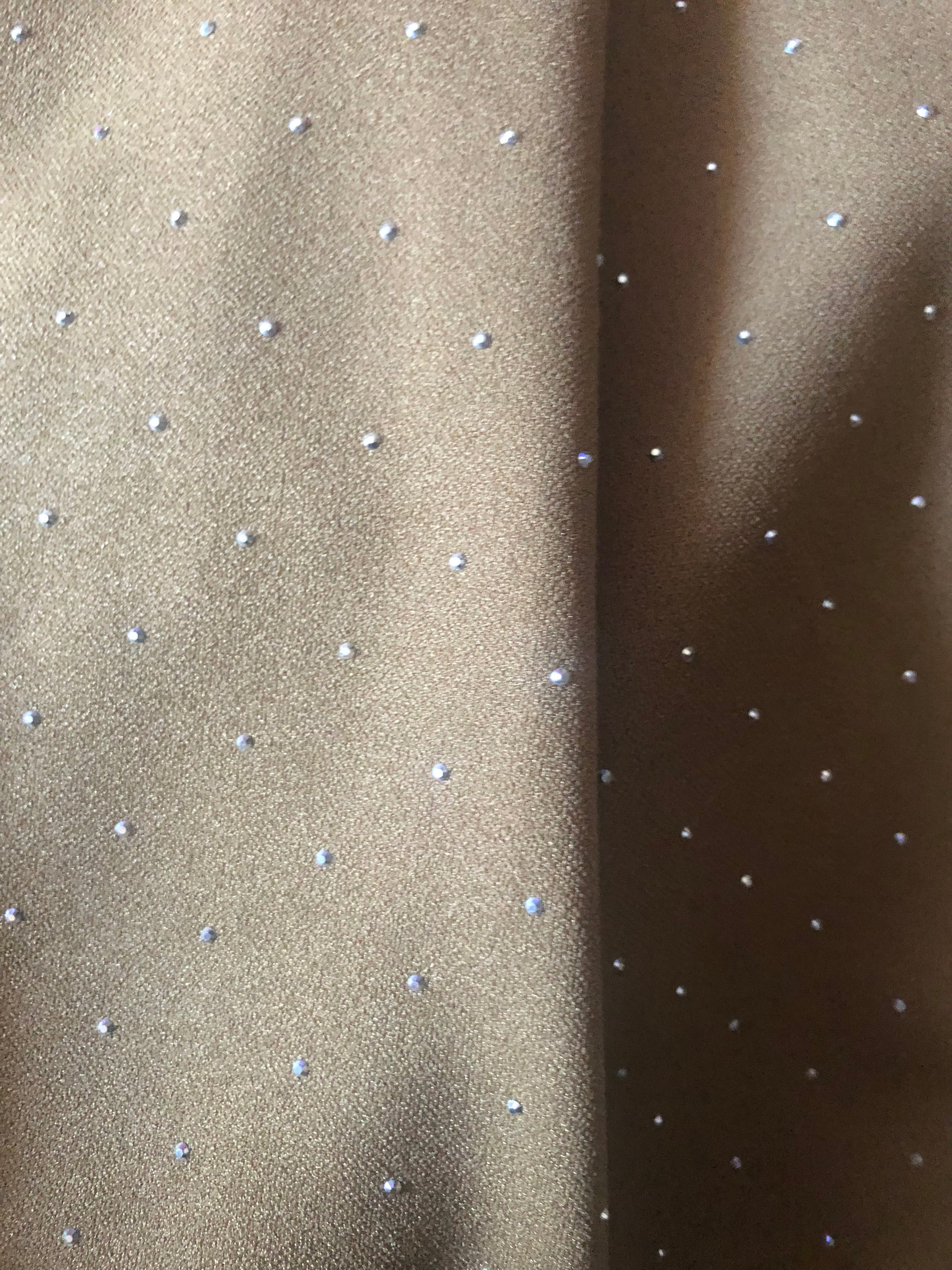 Pantalon ÉLYA Camel Full Strass – Taille Haute Fluide Chic du 34 au 44