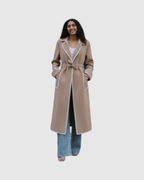 Manteau Long Laine Femme – Détails Contrastés Couture (Made in Italy)